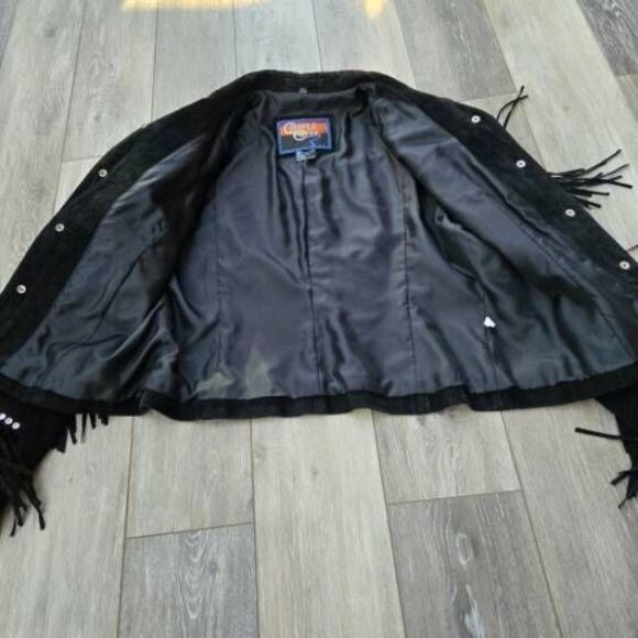 Cripple Creek vintage cowgirl jacket black with studs and tassels large htf - Picture 10 of 15